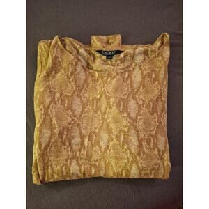 Lauren Ralph Lauren Women's Snake Print Long Sleeve Lightweight Knit Top -Size L